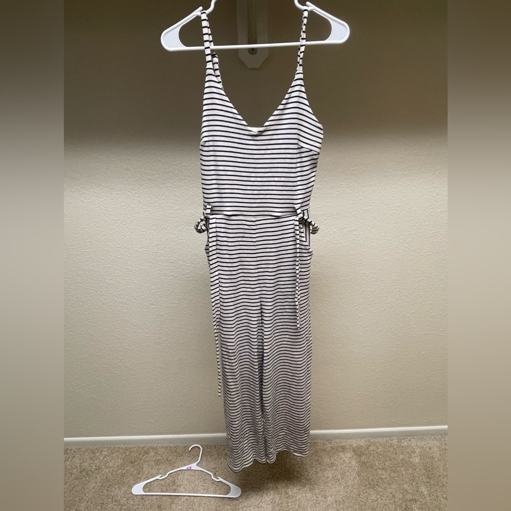 Small blue and white striped romper